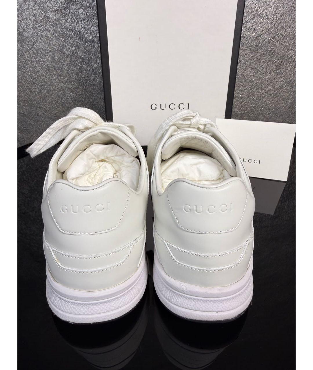 GUCCI Белые кожаные кроссовки, фото 4