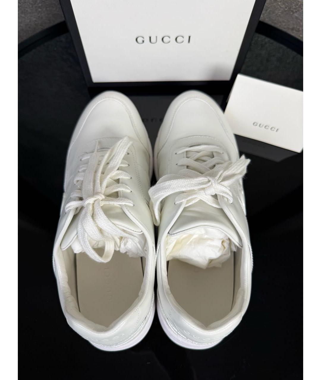 GUCCI Белые кожаные кроссовки, фото 3