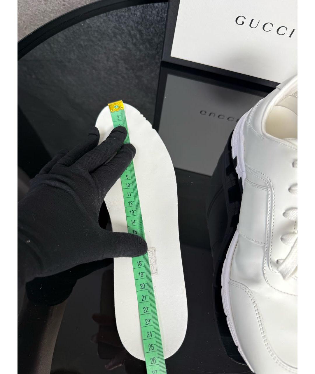 GUCCI Белые кожаные кроссовки, фото 5