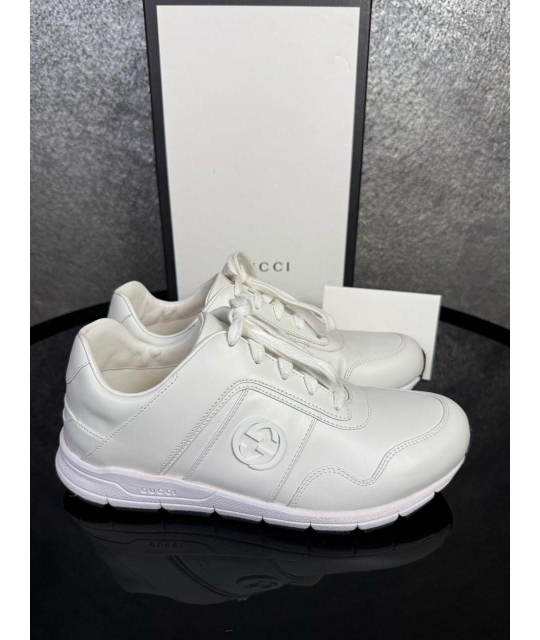 GUCCI Белые кожаные кроссовки, фото 8