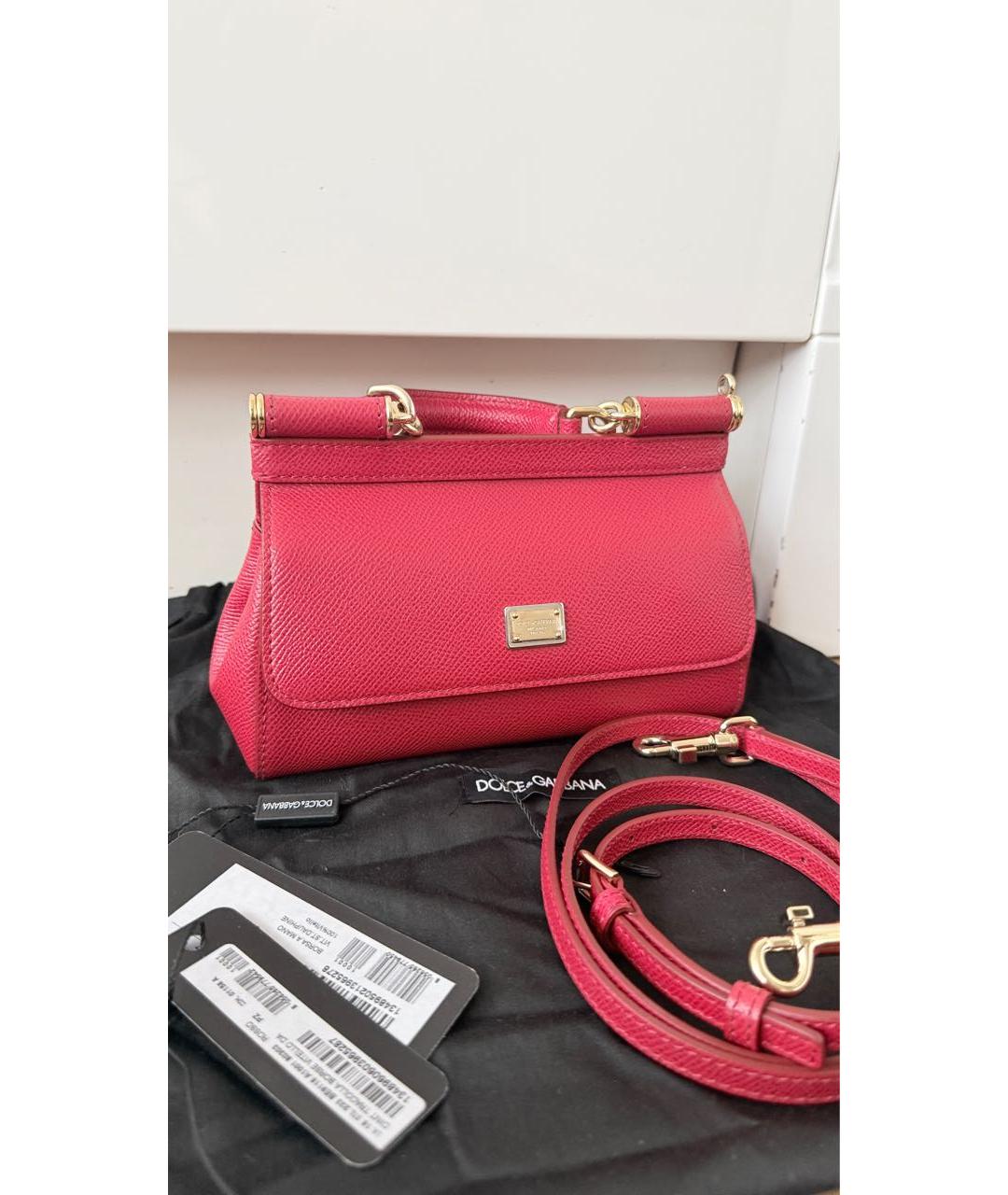 DOLCE&GABBANA Красная кожаная сумка с короткими ручками, фото 2