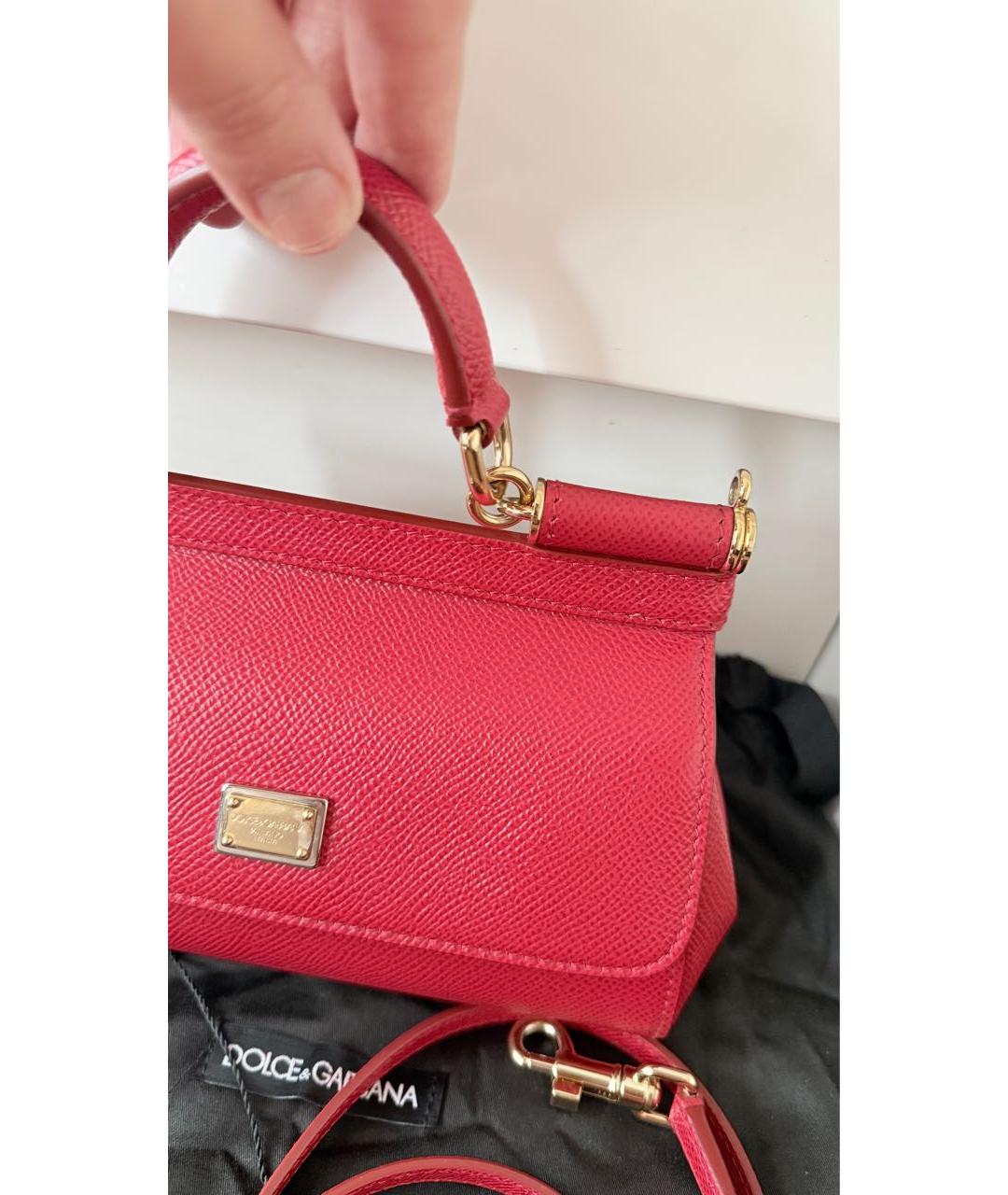 DOLCE&GABBANA Красная кожаная сумка с короткими ручками, фото 8