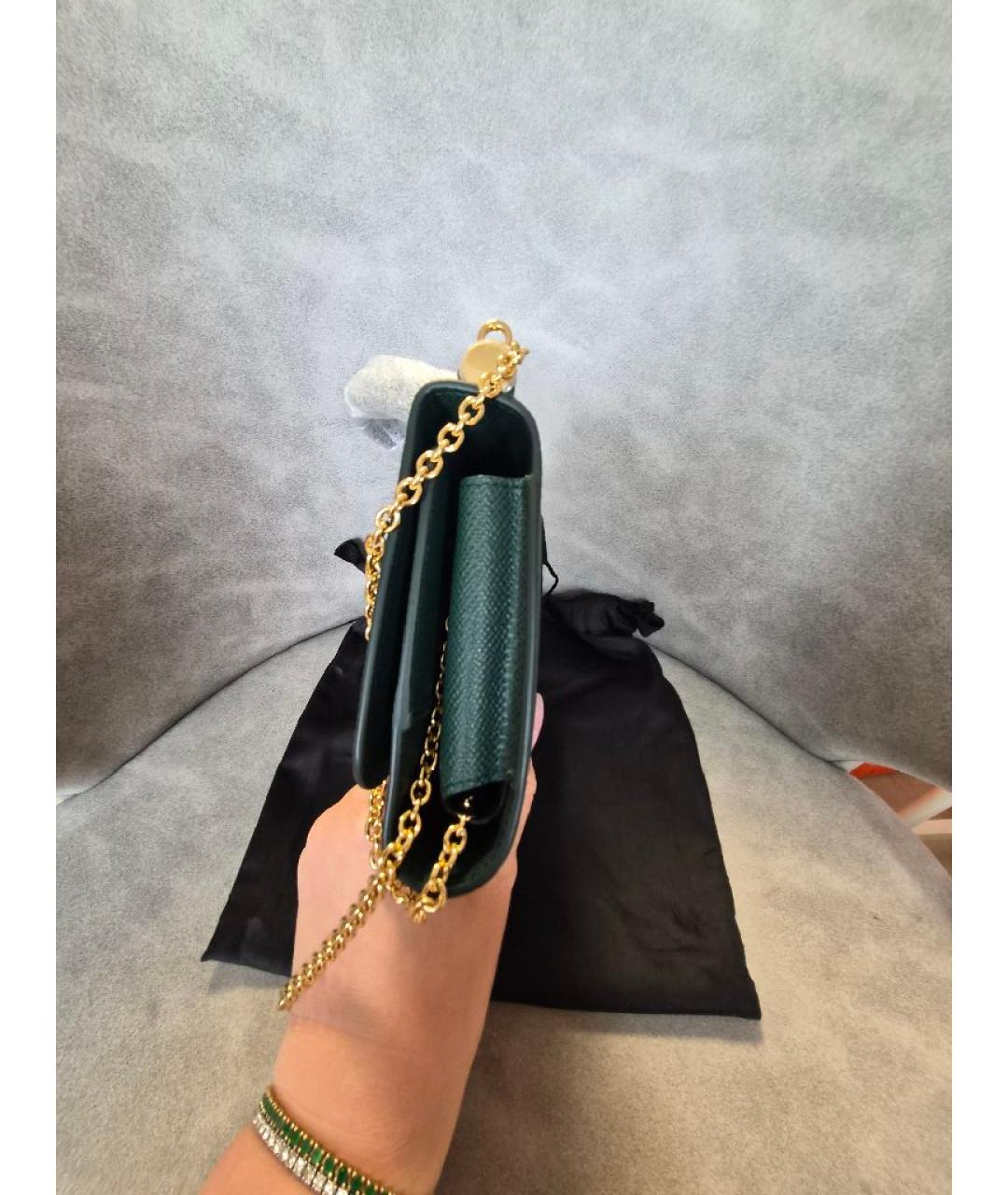 DOLCE&GABBANA Зеленая кожаная сумка через плечо, фото 4
