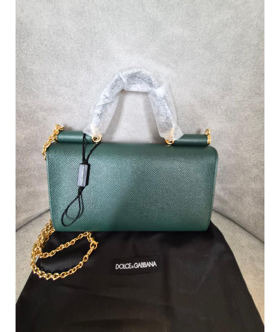 DOLCE&GABBANA Зеленая кожаная сумка через плечо, фото 2