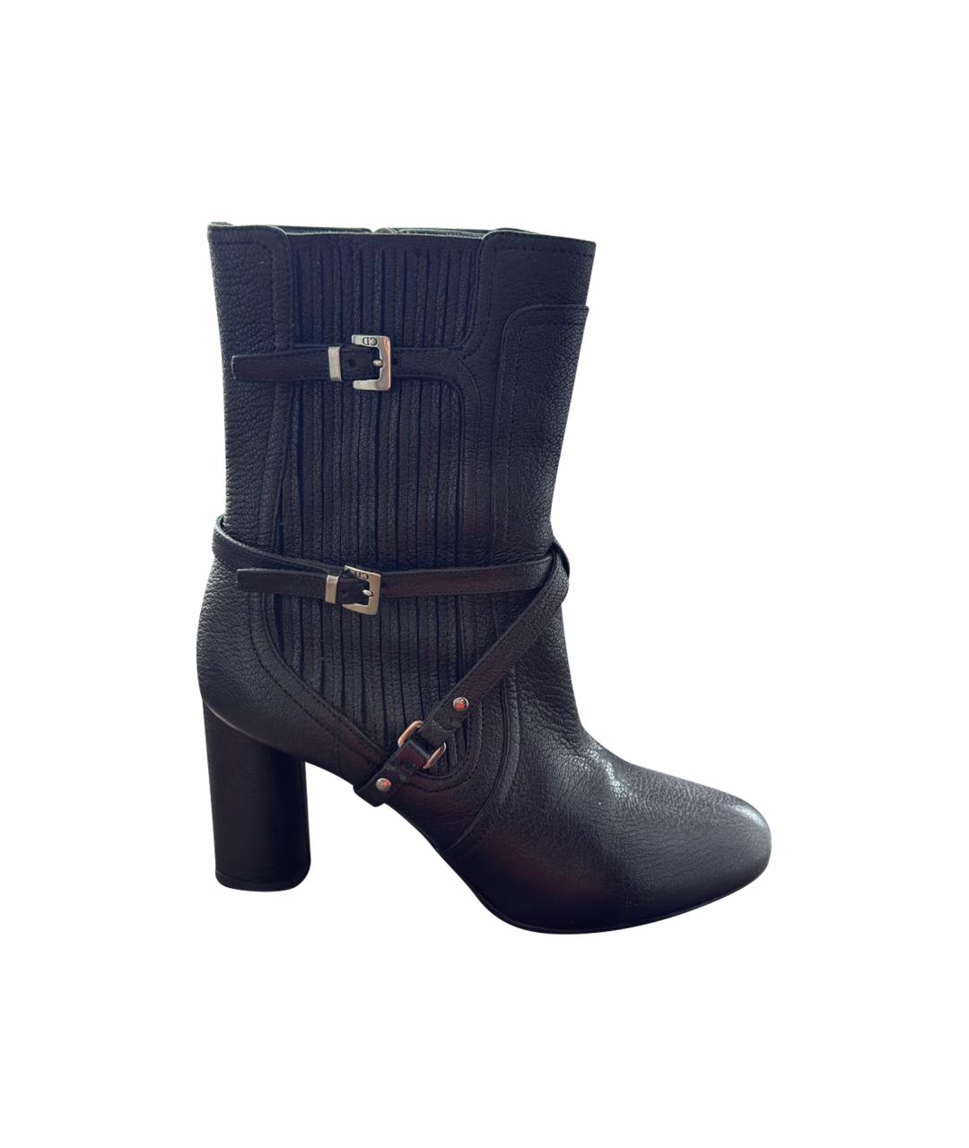 CHRISTIAN DIOR Черные кожаные полусапоги, фото 1