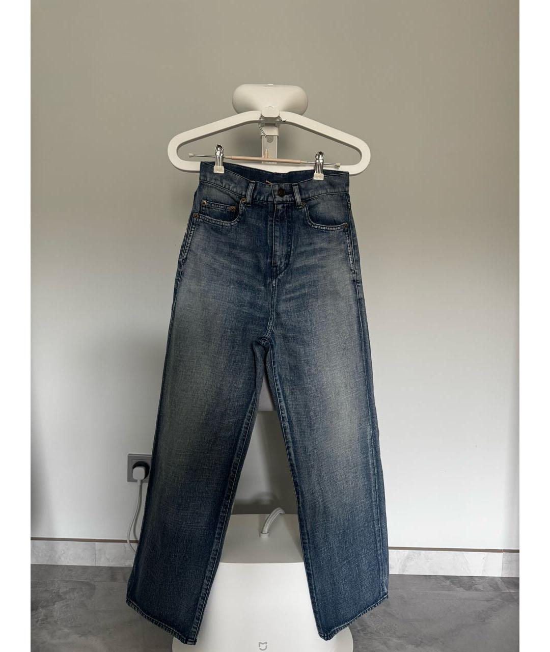 SAINT LAURENT Синие хлопковые прямые джинсы, фото 6