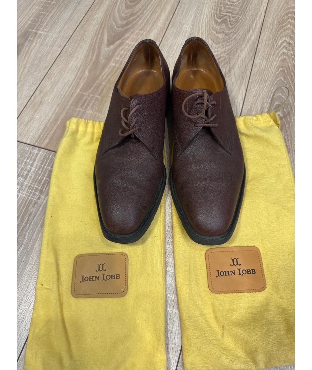 JOHN LOBB Коричневые кожаные низкие ботинки, фото 2