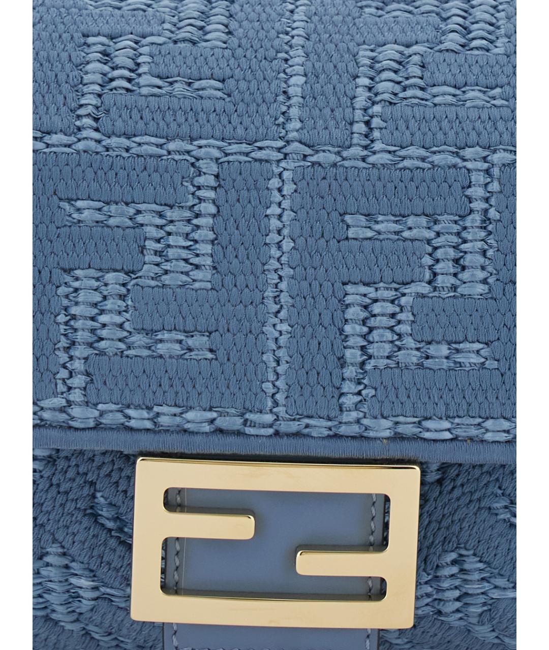 FENDI Голубая хлопковая сумка через плечо, фото 3