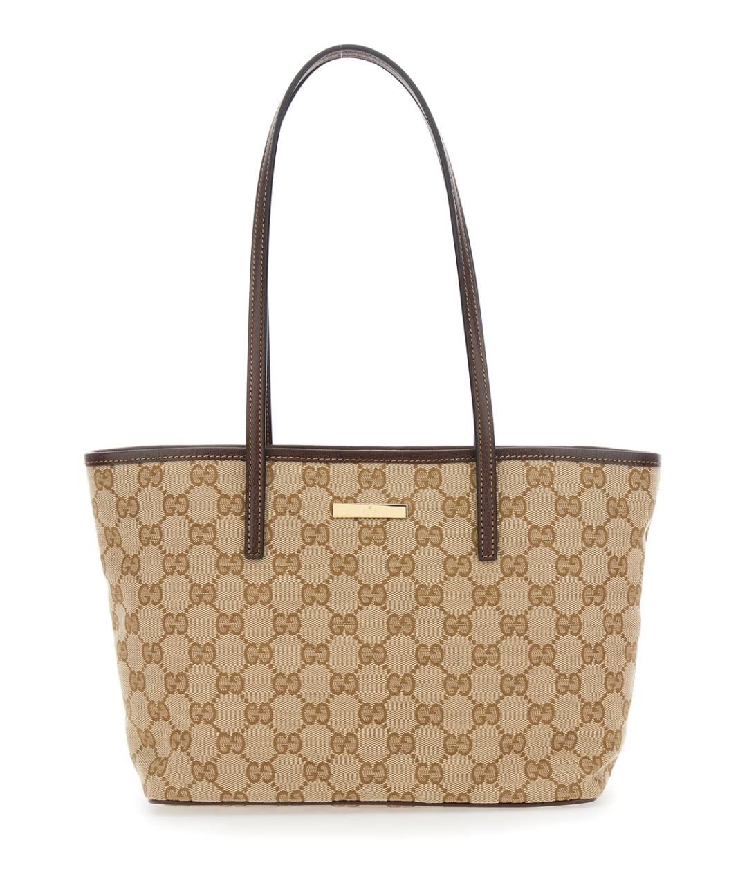 GUCCI Бежевая тканевая сумка тоут, фото 1