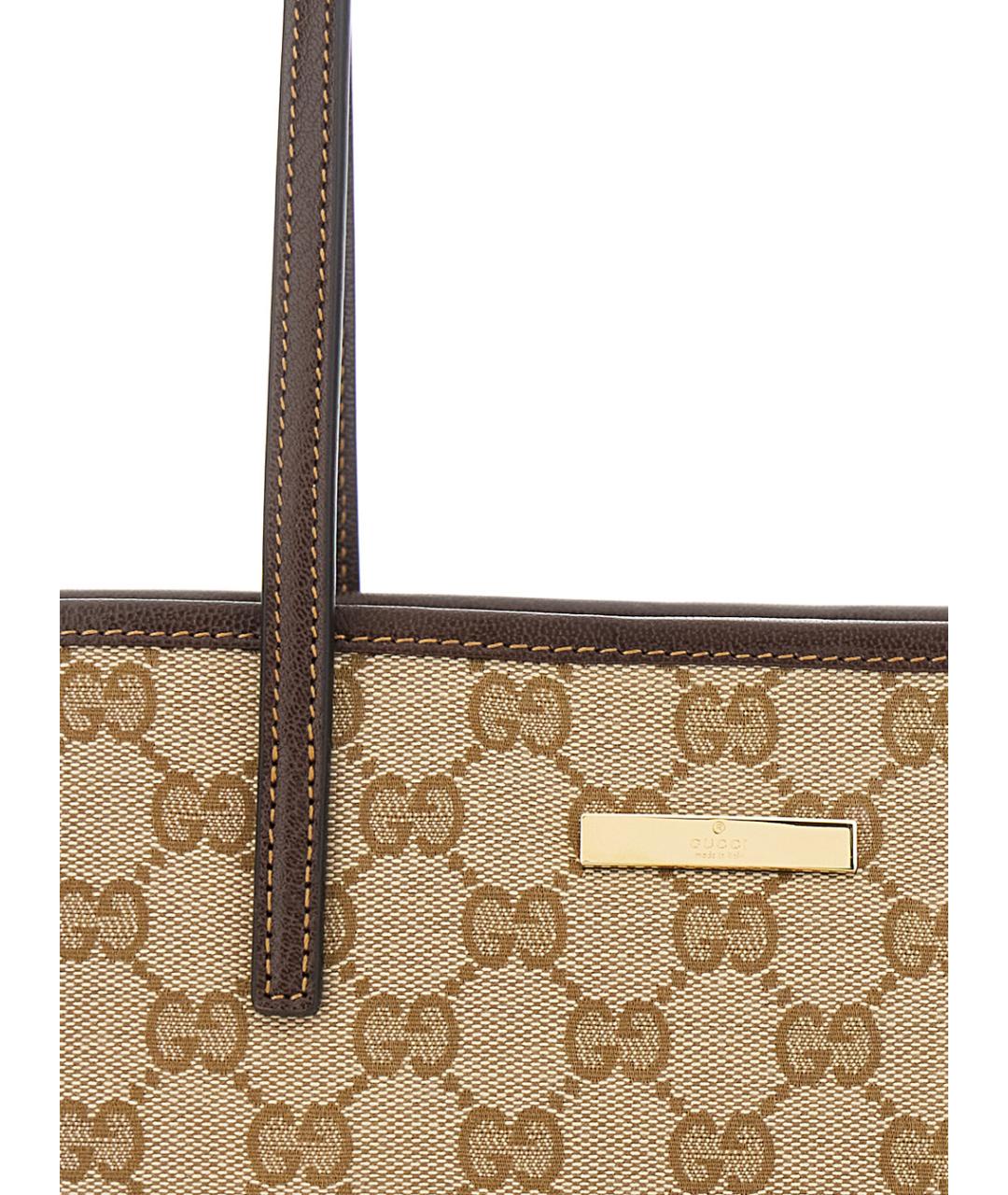 GUCCI Бежевая тканевая сумка тоут, фото 3