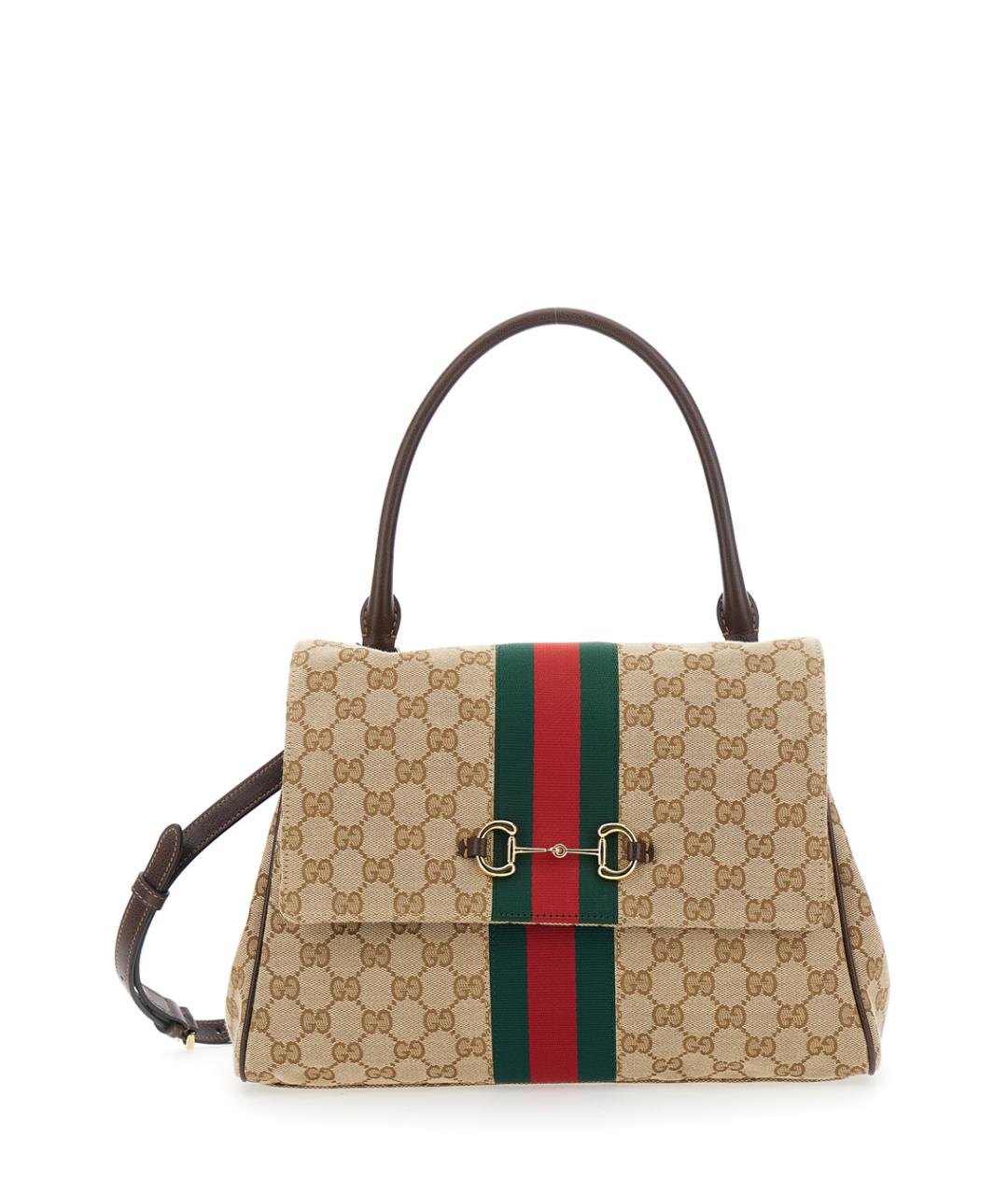 GUCCI Бежевая тканевая сумка через плечо, фото 1