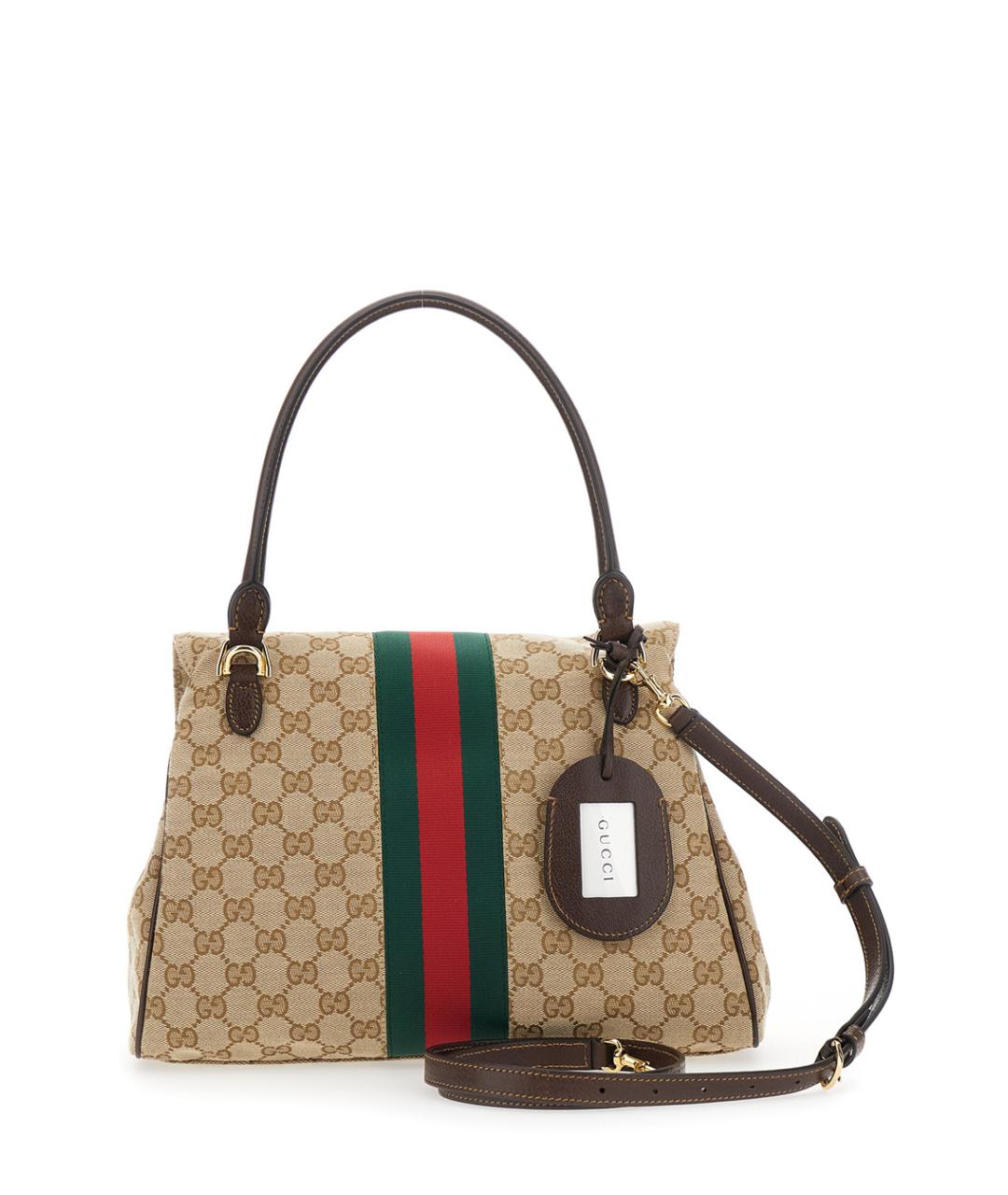 GUCCI Бежевая тканевая сумка через плечо, фото 2
