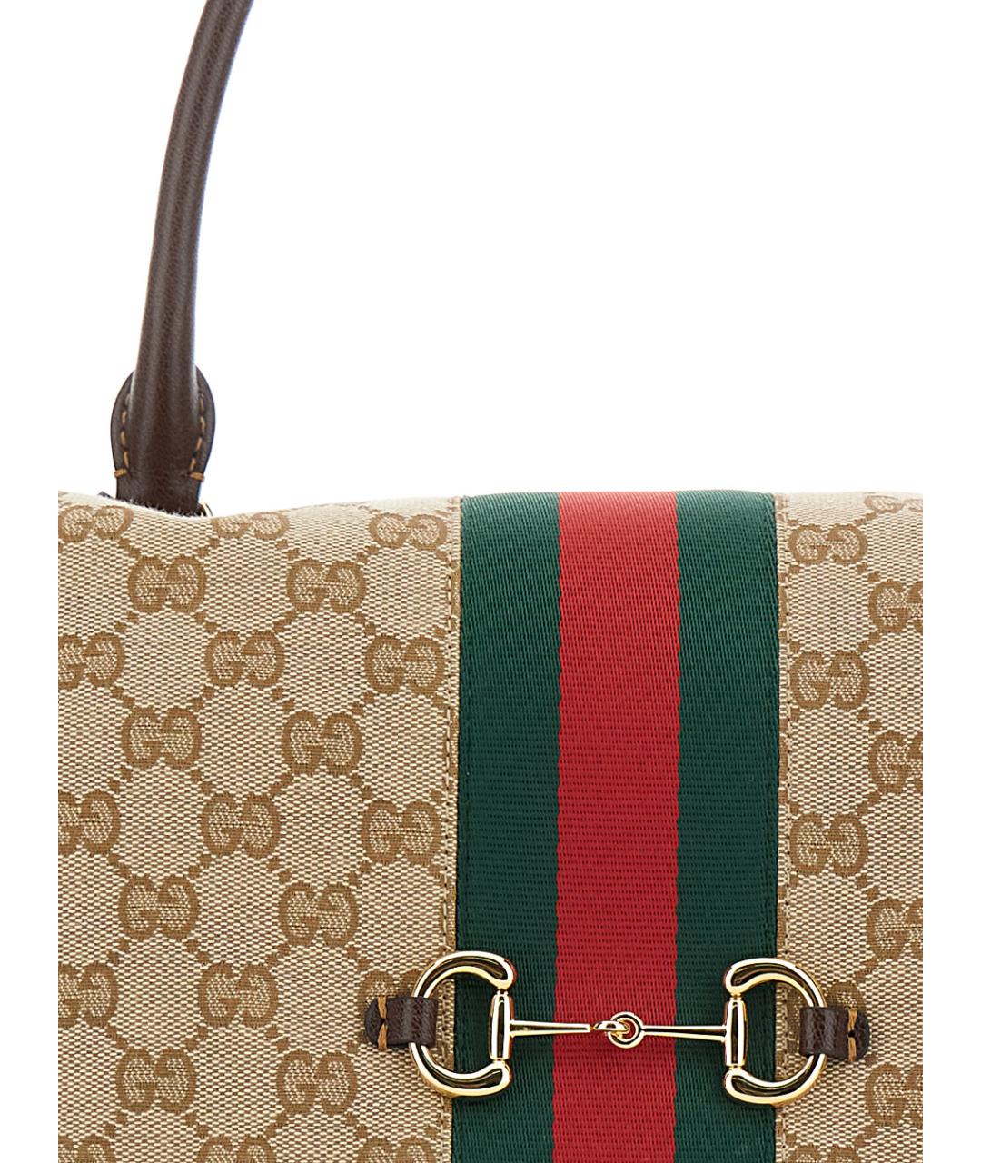 GUCCI Бежевая тканевая сумка через плечо, фото 3