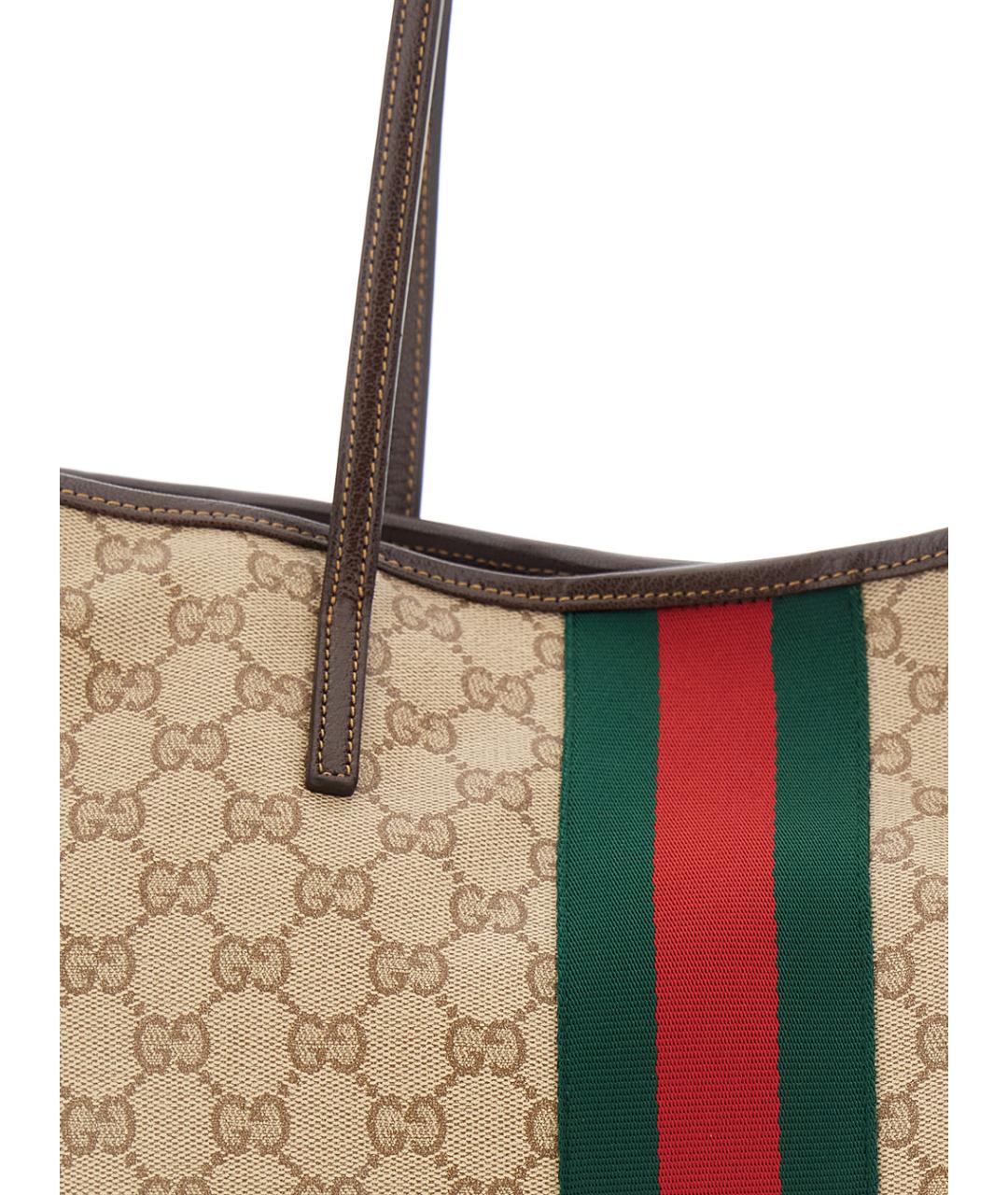 GUCCI Бежевая тканевая сумка тоут, фото 3