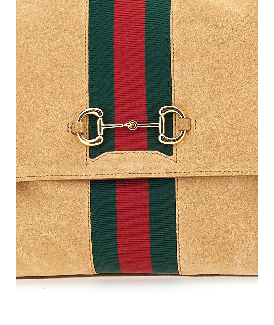 GUCCI Бежевая замшевая сумка через плечо, фото 3
