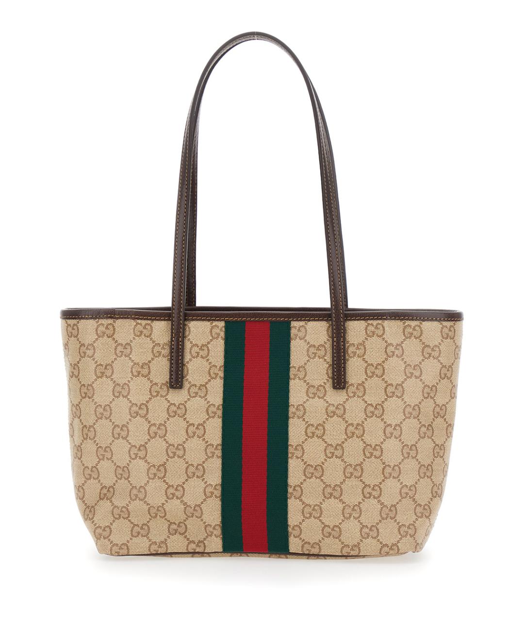 GUCCI Бежевая тканевая сумка тоут, фото 1