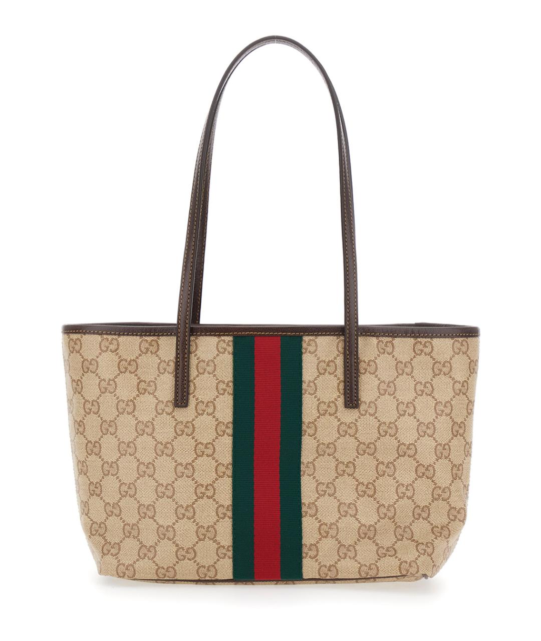 GUCCI Бежевая тканевая сумка тоут, фото 2
