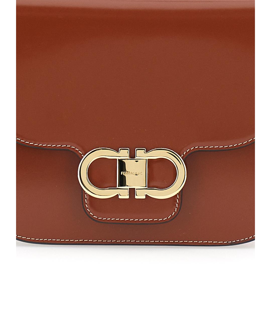 FERRAGAMO Коричневая кожаная сумка через плечо, фото 3