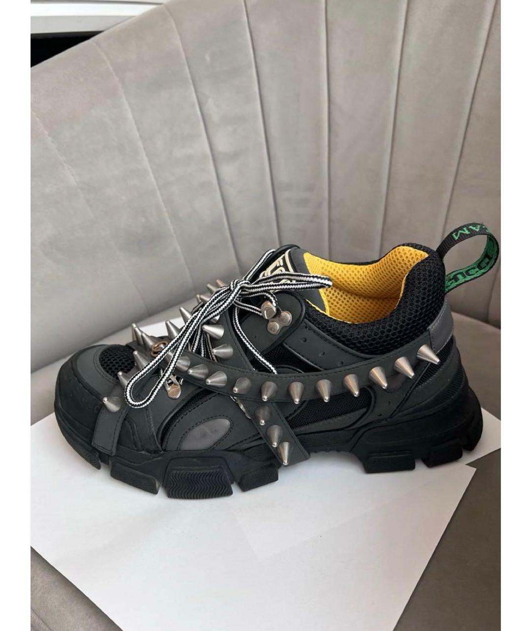 GUCCI Черные текстильные высокие кроссовки / кеды, фото 5