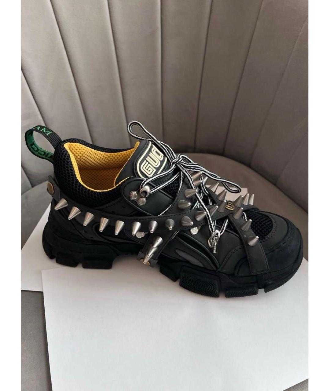 GUCCI Черные текстильные высокие кроссовки / кеды, фото 6