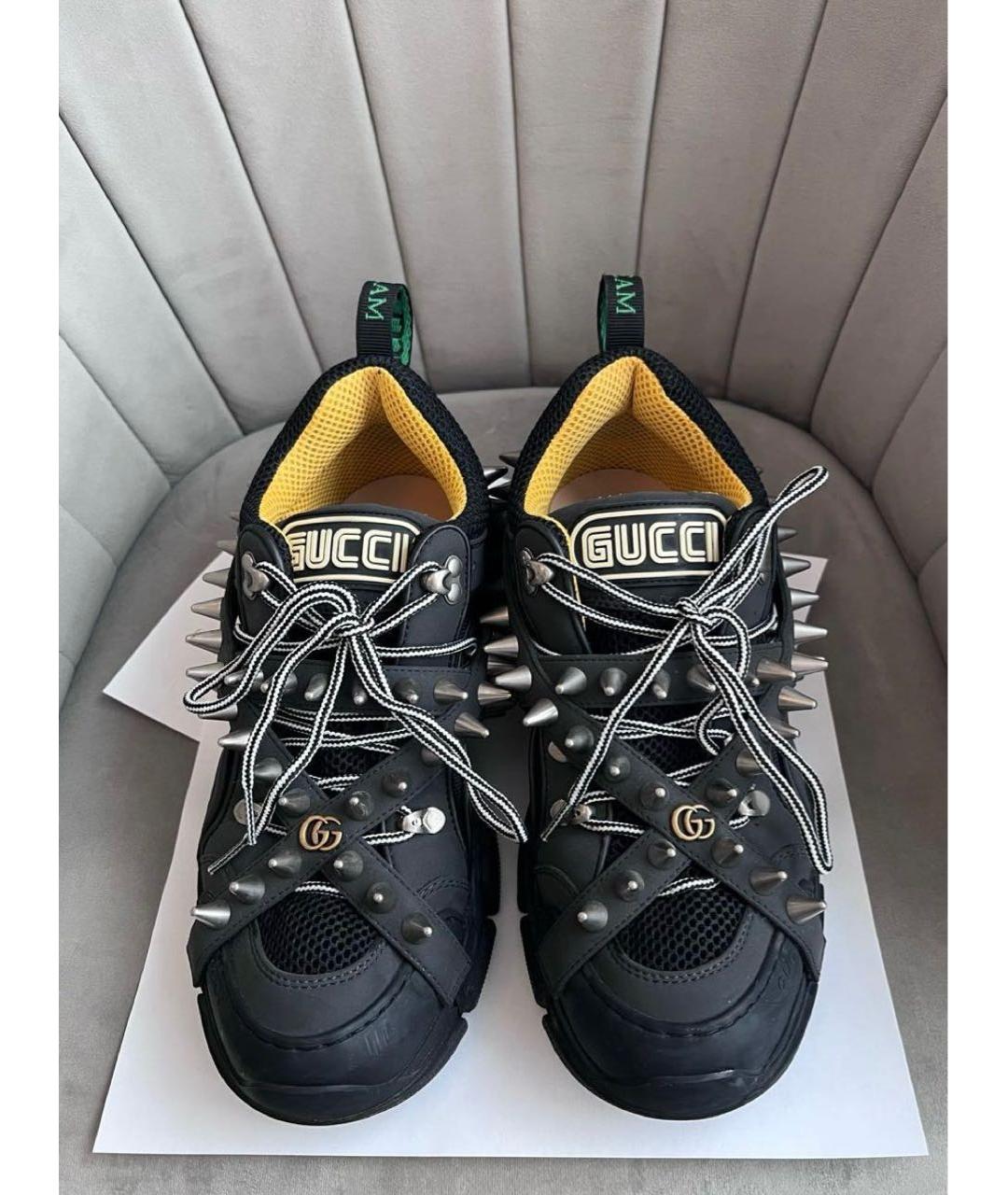 GUCCI Черные текстильные высокие кроссовки / кеды, фото 4