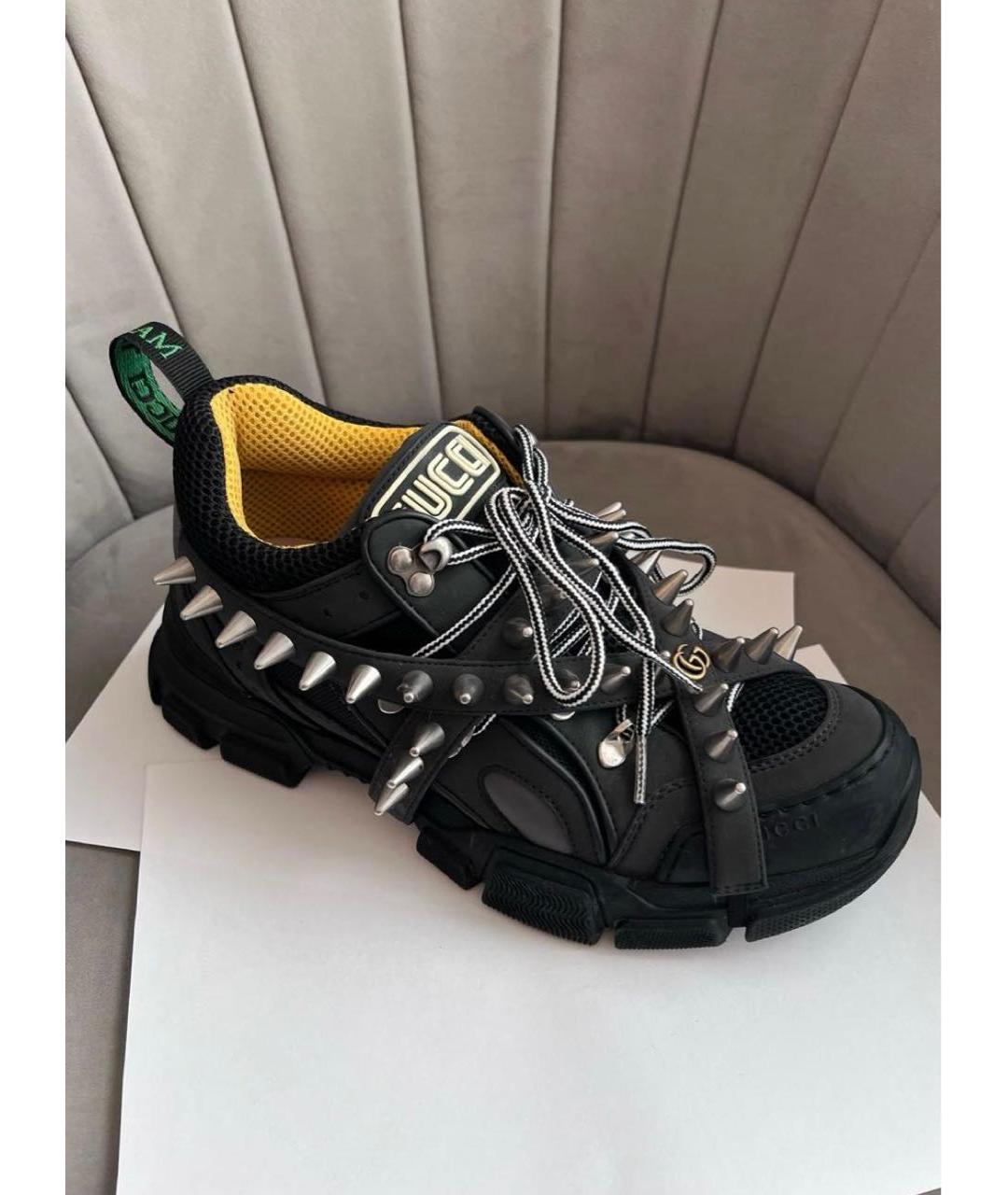 GUCCI Черные текстильные высокие кроссовки / кеды, фото 7