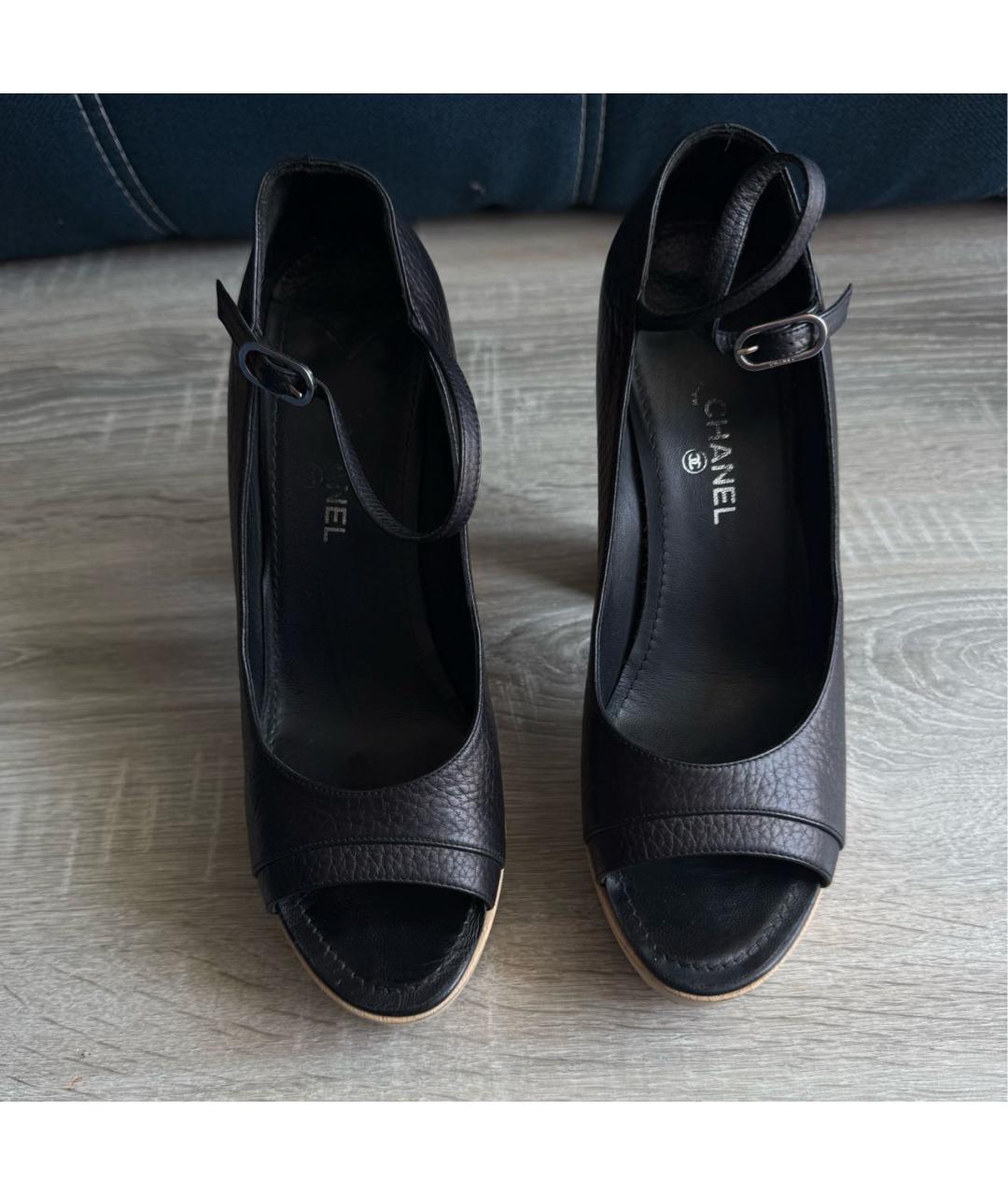 CHANEL Черные кожаные туфли, фото 2