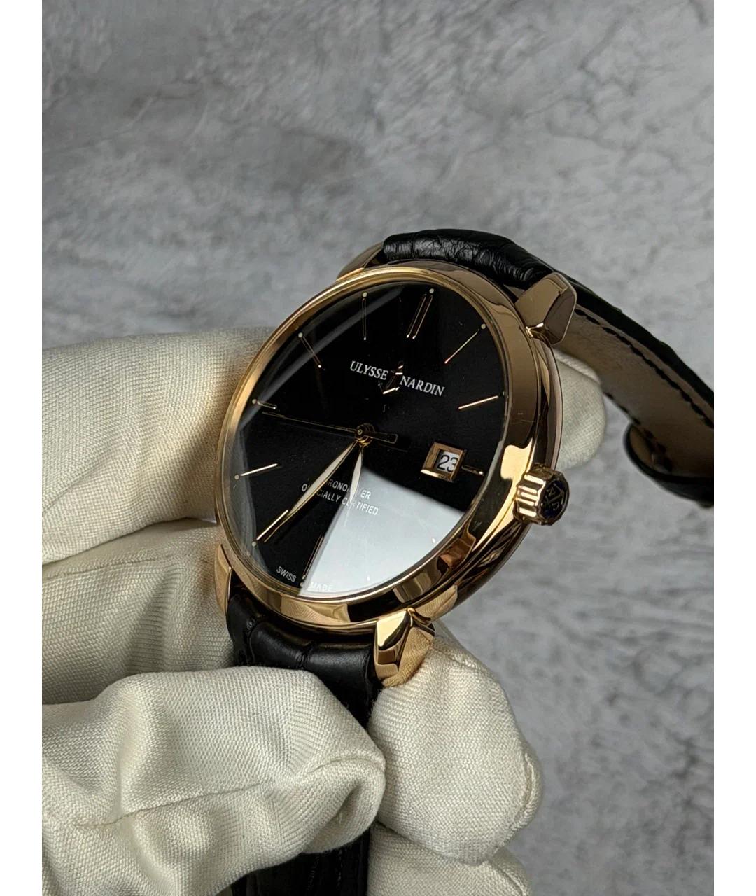 Ulysse Nardin Черные часы из розового золота, фото 2