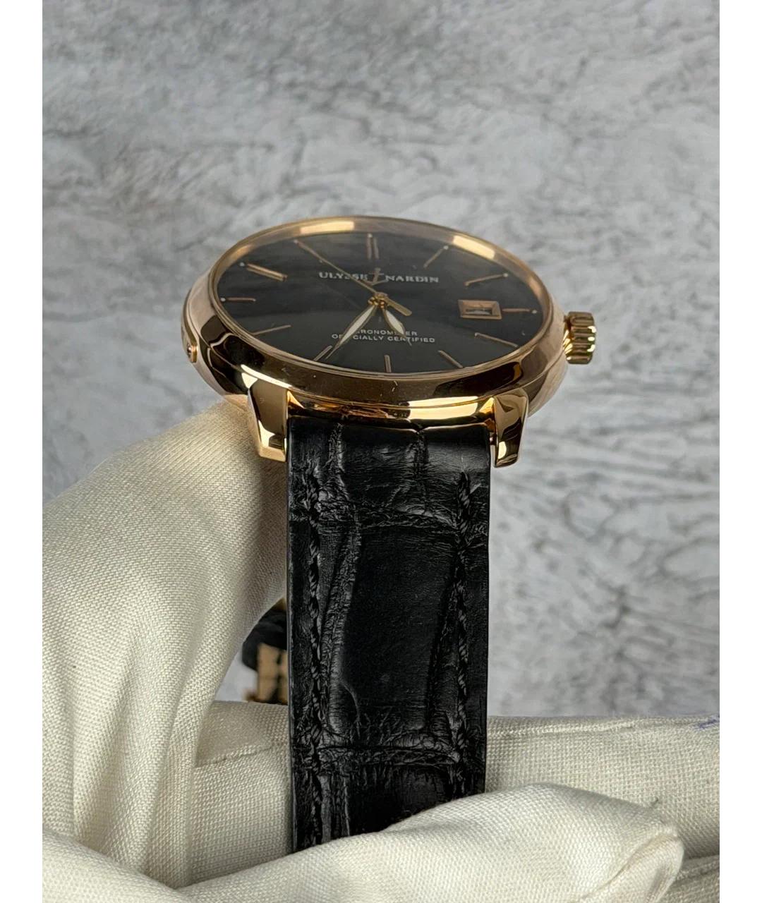 Ulysse Nardin Черные часы из розового золота, фото 4