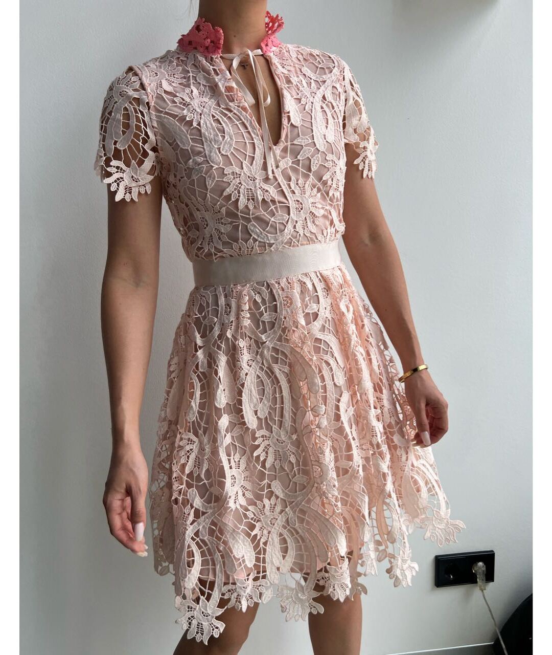 MAJE Розовое полиэстеровое коктейльное платье, фото 8