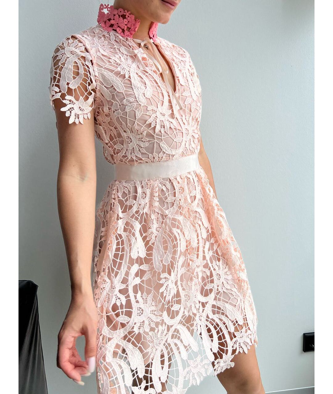 MAJE Розовое полиэстеровое коктейльное платье, фото 6