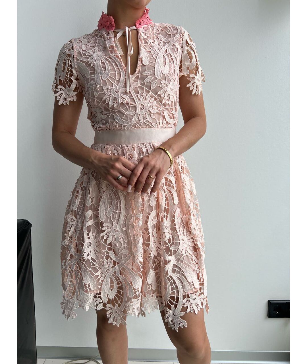 MAJE Розовое полиэстеровое коктейльное платье, фото 5