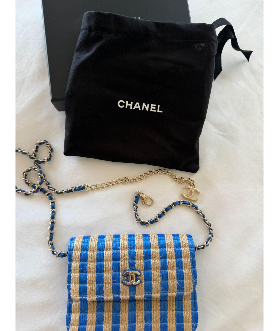 CHANEL Синяя плетеная сумка через плечо, фото 2
