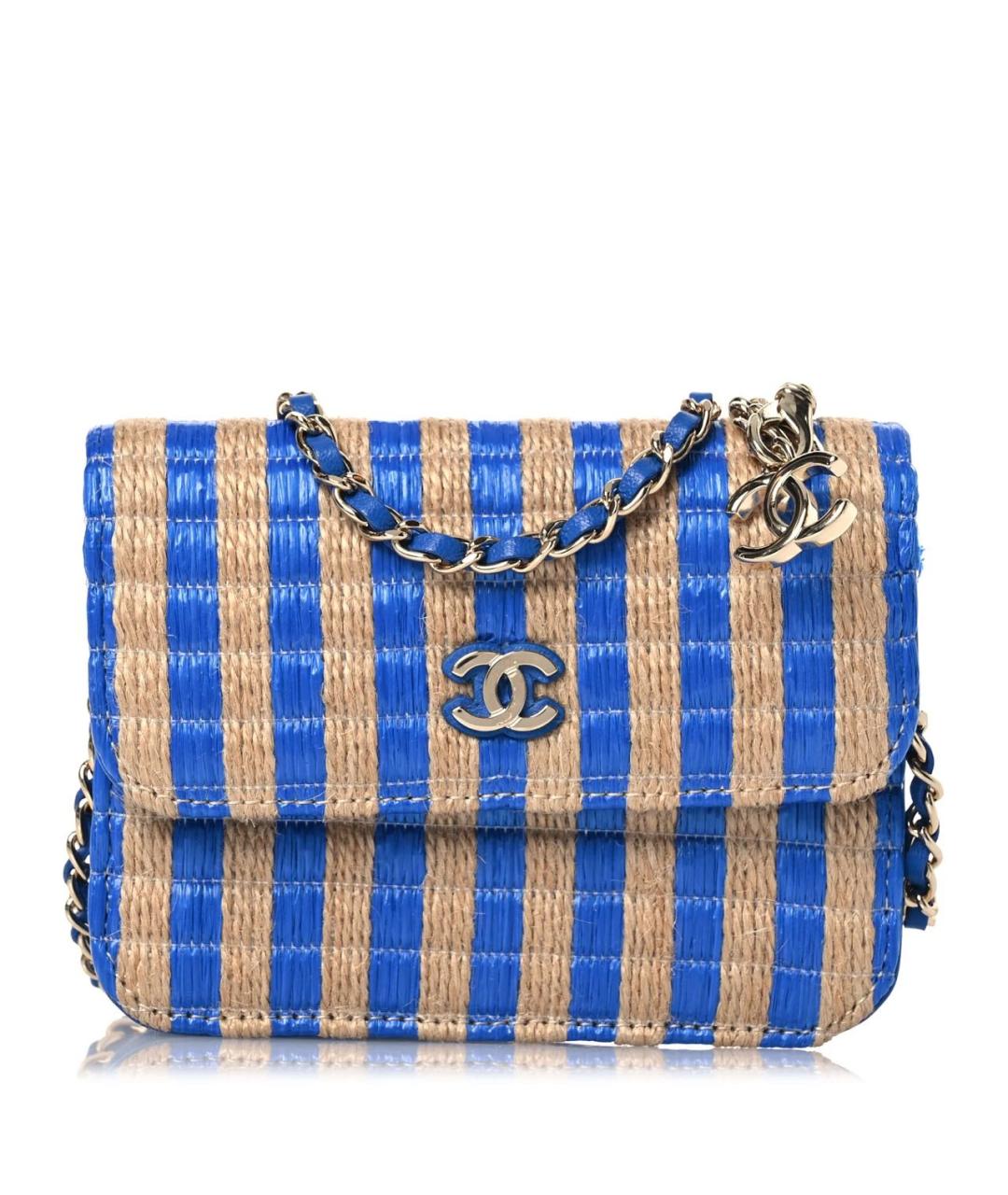 CHANEL Синяя плетеная сумка через плечо, фото 4