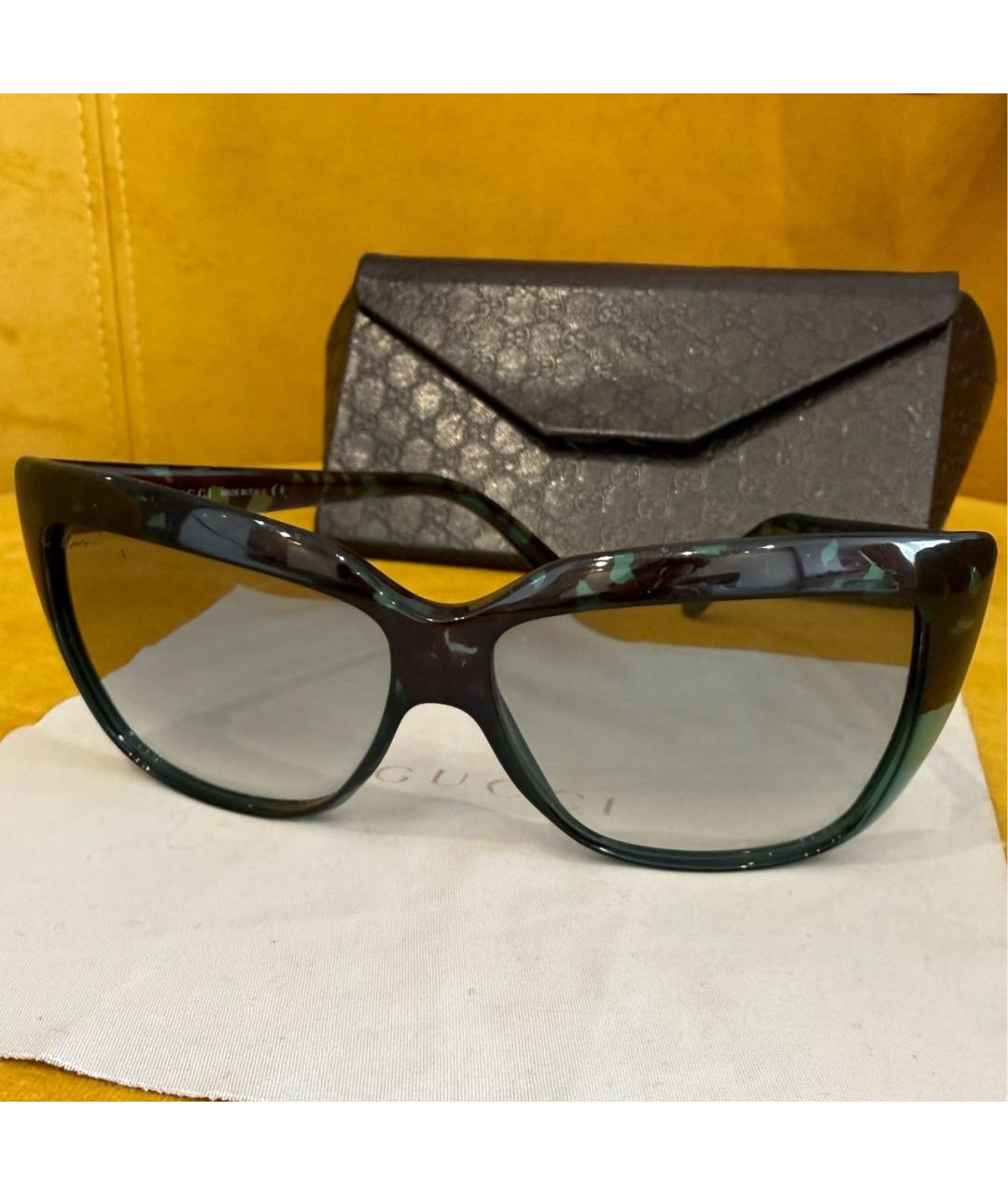 GUCCI Зеленые пластиковые солнцезащитные очки, фото 8