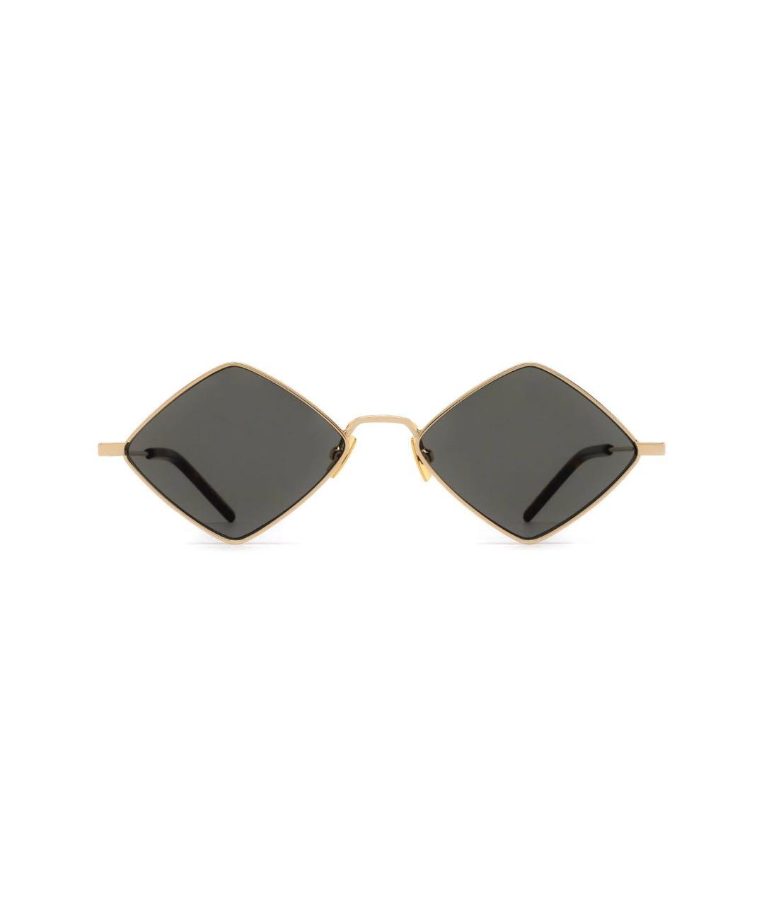 SAINT LAURENT Золотые металлические солнцезащитные очки, фото 1