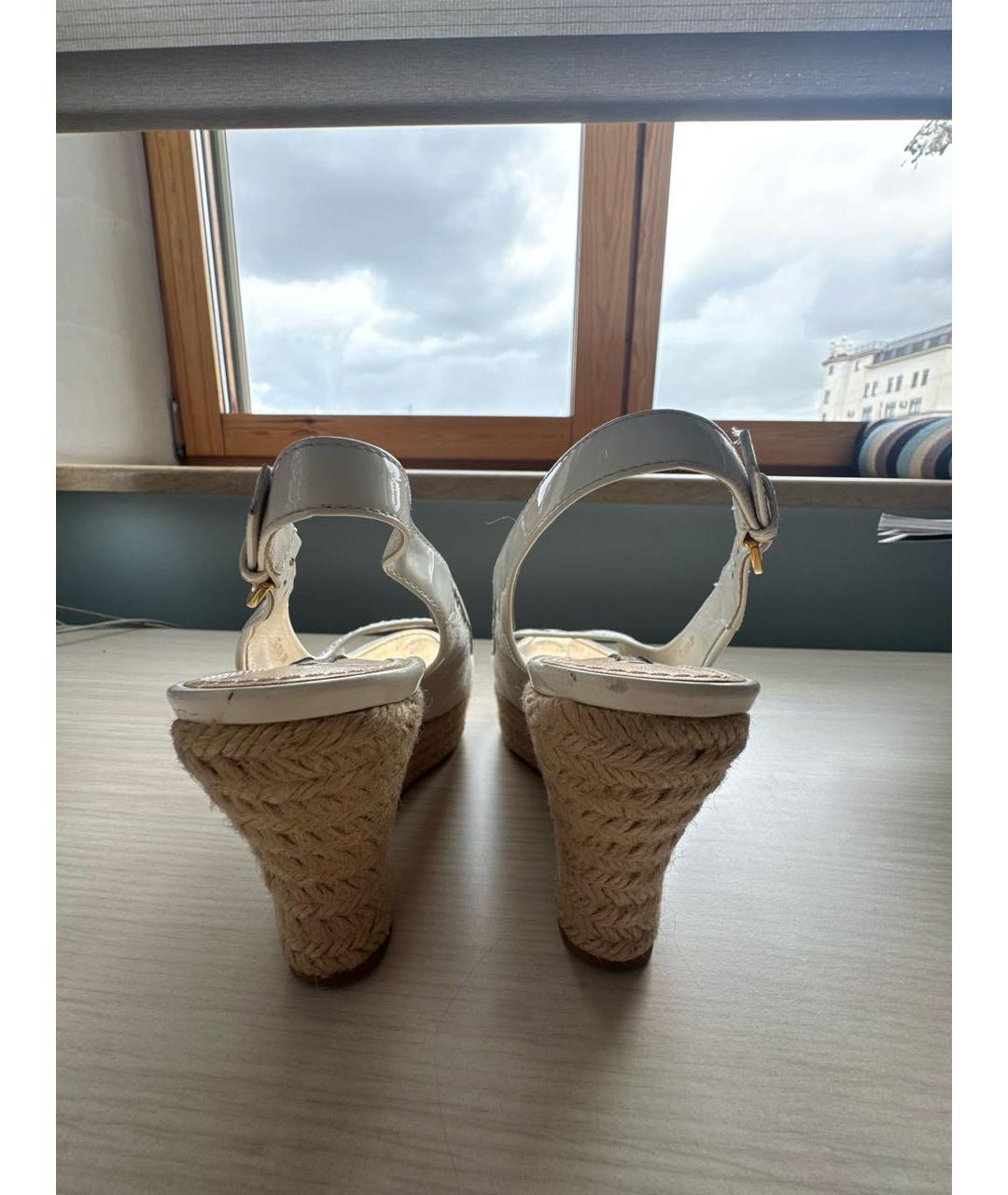 LOUIS VUITTON Белые текстильные босоножки, фото 4
