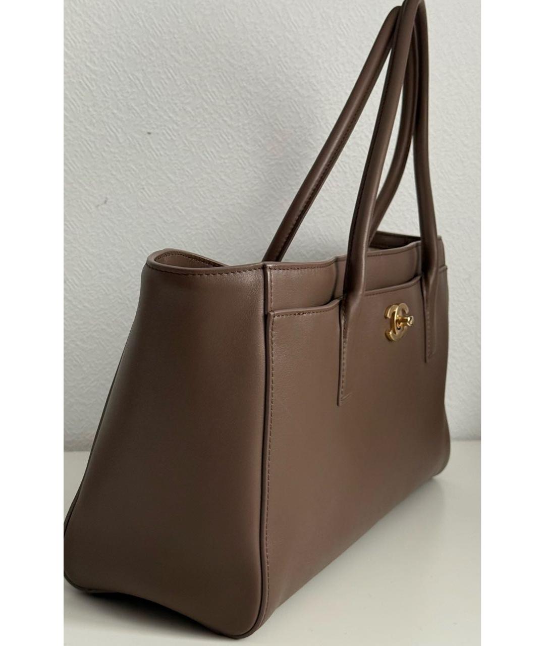 CHANEL Коричневая кожаная сумка с короткими ручками, фото 3