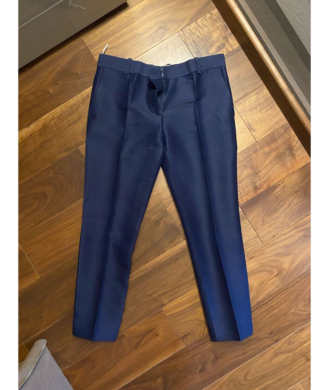 CELINE PRE-OWNED Синие шерстяные прямые брюки, фото 5