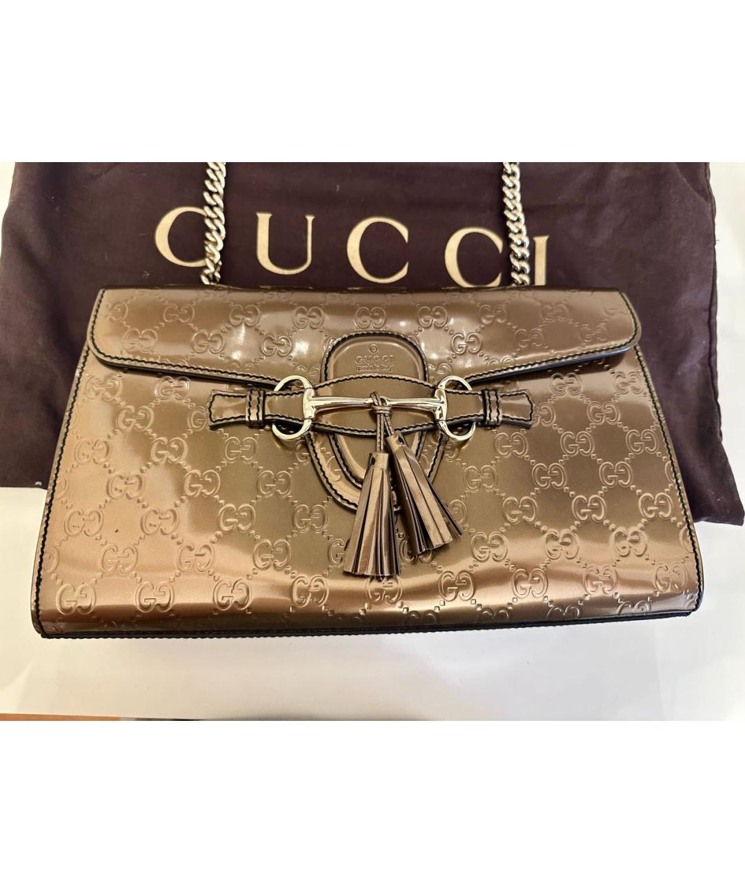 GUCCI Золотая кожаная сумка через плечо, фото 2
