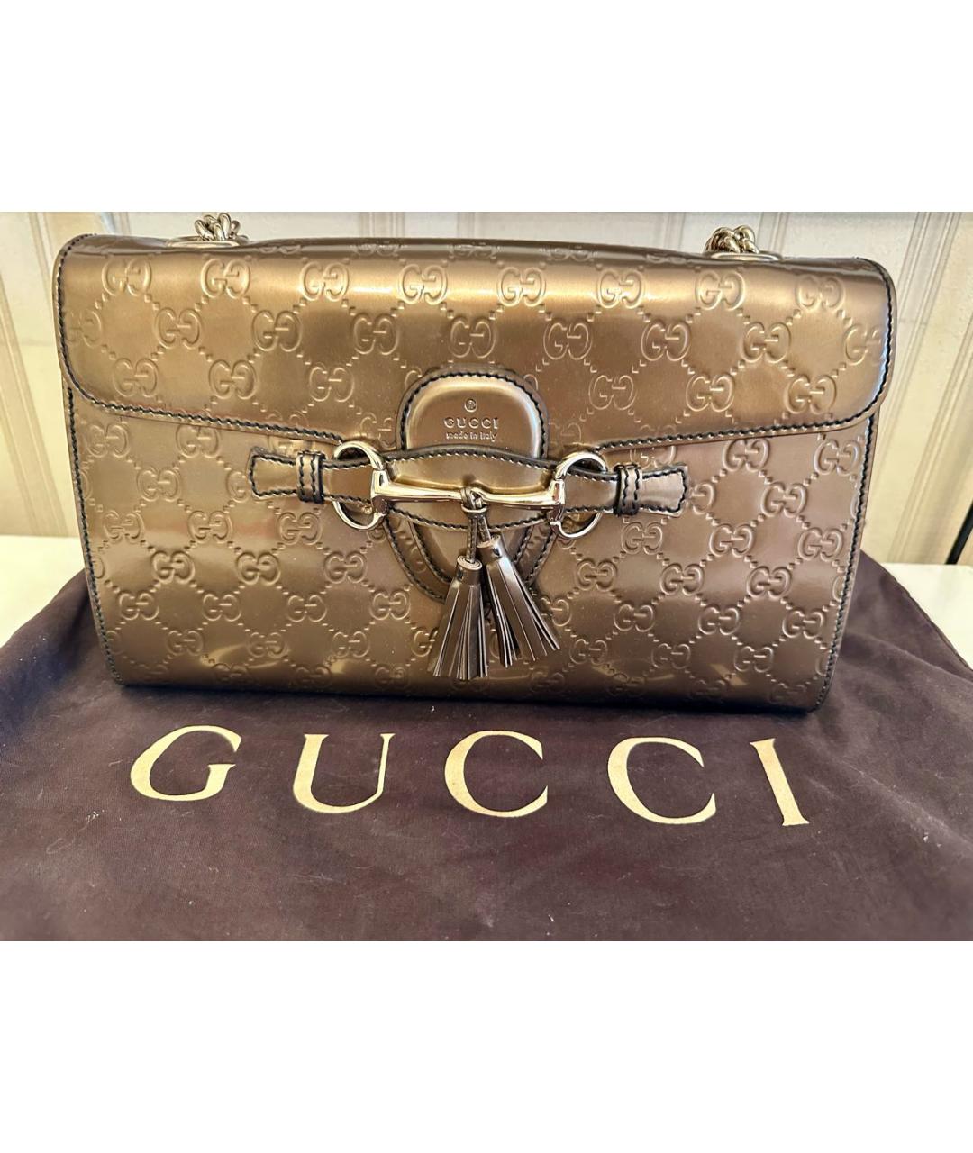 GUCCI Золотая кожаная сумка через плечо, фото 5