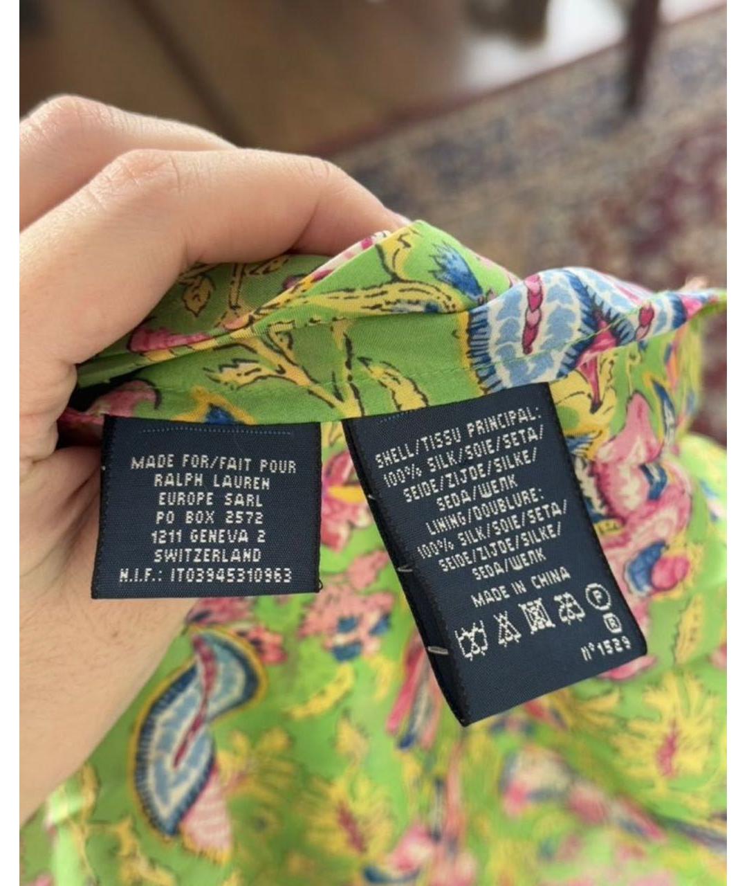 RALPH LAUREN Зеленое шелковое коктейльное платье, фото 4
