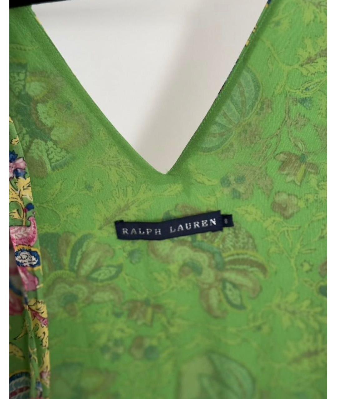 RALPH LAUREN Зеленое шелковое коктейльное платье, фото 3