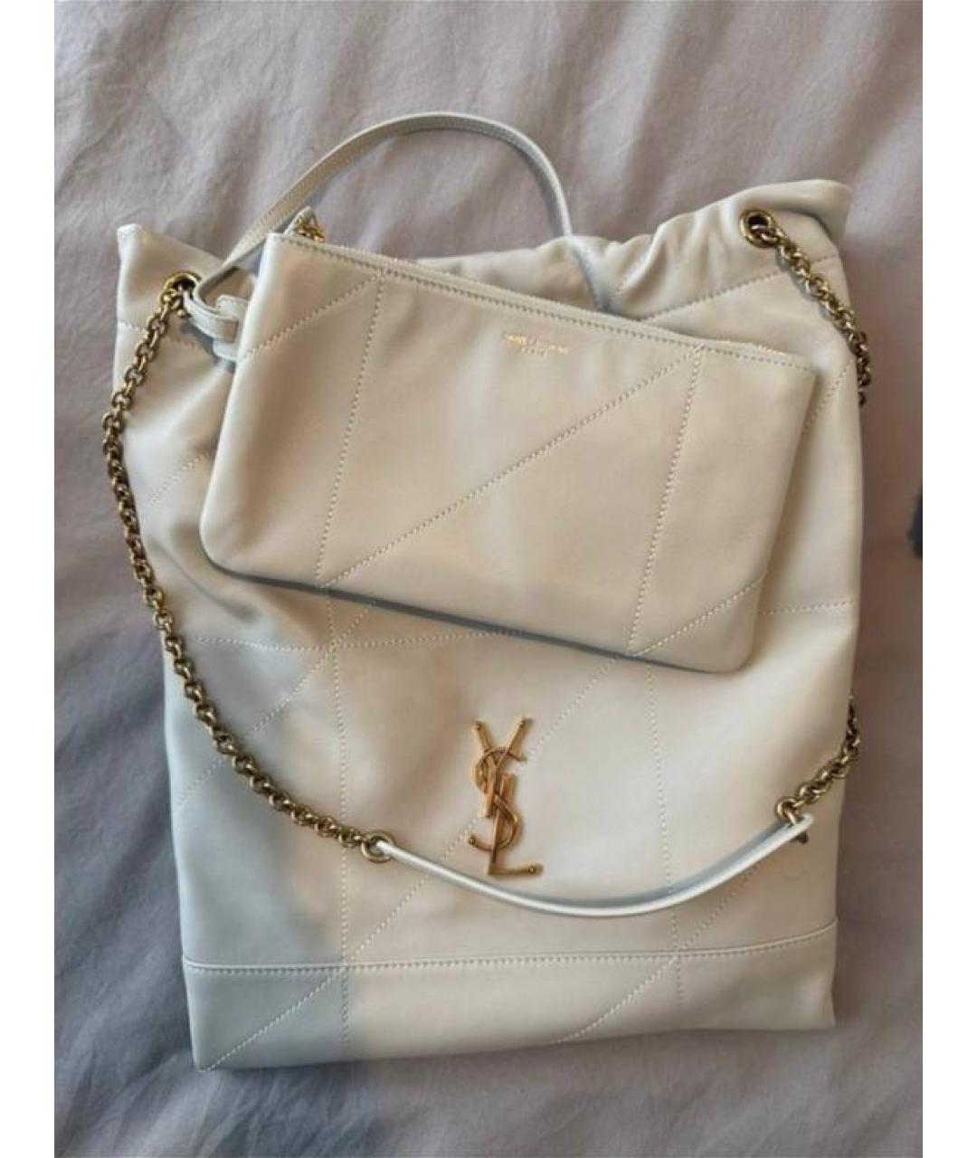 SAINT LAURENT Белая кожаная сумка тоут, фото 5