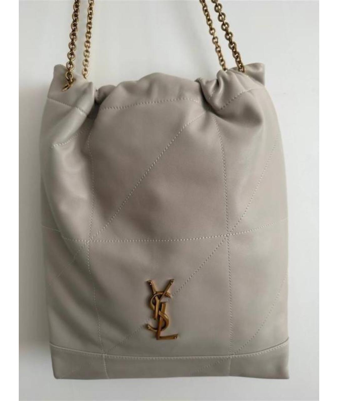 SAINT LAURENT Белая кожаная сумка тоут, фото 3