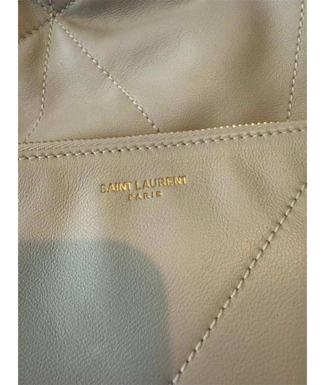 SAINT LAURENT Белая кожаная сумка тоут, фото 7