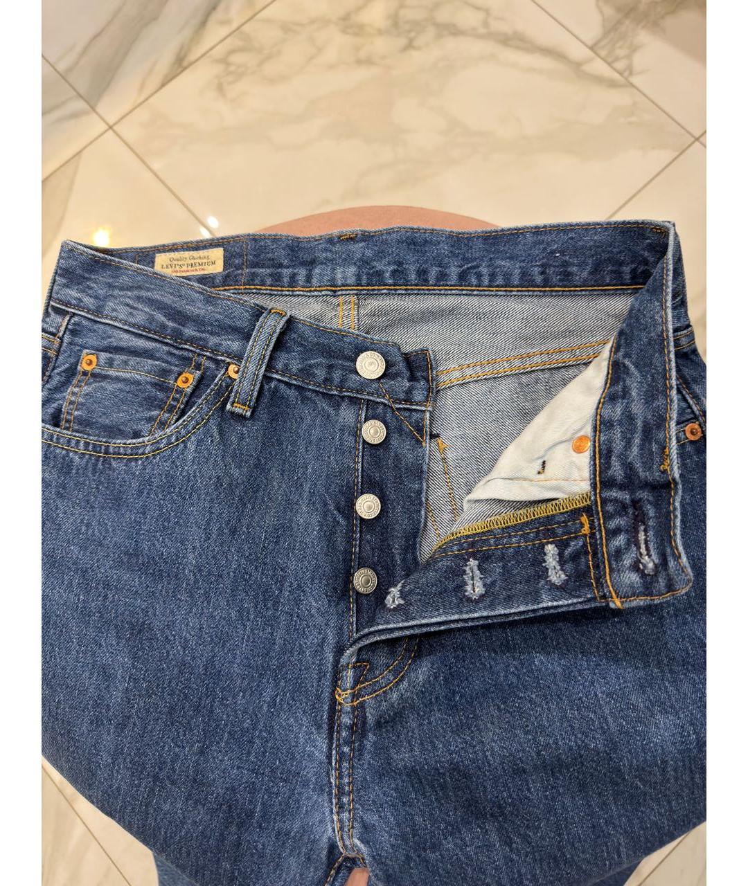LEVI'S Темно-синие хлопковые прямые джинсы, фото 4