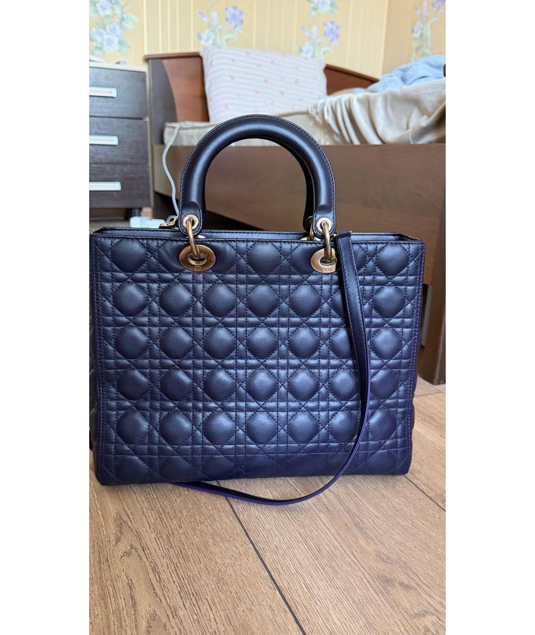 CHRISTIAN DIOR Фиолетовая кожаная сумка с короткими ручками, фото 3