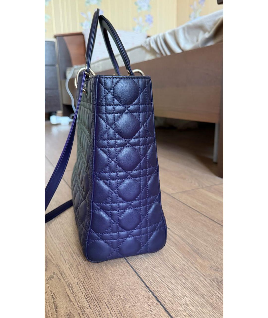 CHRISTIAN DIOR Фиолетовая кожаная сумка с короткими ручками, фото 2