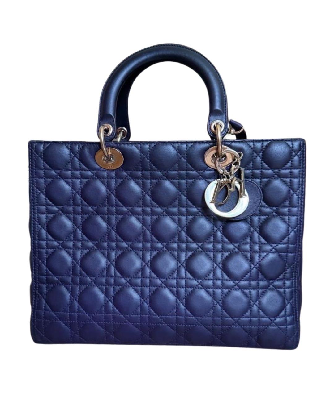 CHRISTIAN DIOR Фиолетовая кожаная сумка с короткими ручками, фото 1